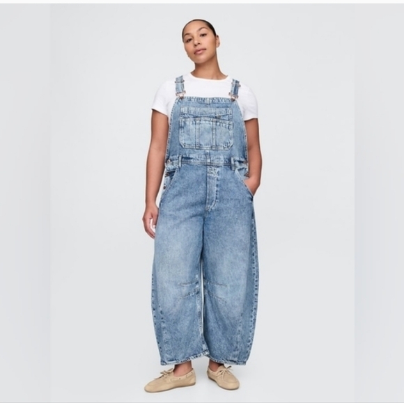 Gap UltraSoft Denim Horseshoe Overalls Medium Indigo NWT - Picture 5 of 7